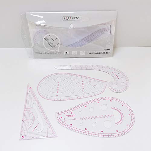 HLZC Fashion Clear Metric Sewing Ruler Set, French Curve Pattern Ruler Kit for Beginners Tailors Designers (A-9-Piece Set) | The Storepaperoomates Retail Market - Fast Affordable Shopping