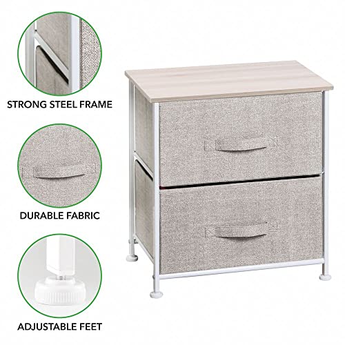 mDesign Storage Dresser End/Side Table Night Stand Furniture Unit – Small Standing Organizer for Bedroom, Office, Living Room, and Closet – 2 Drawer Removable Fabric Bins – Linen/Tan/Natural | The Storepaperoomates Retail Market - Fast Affordable Shopping