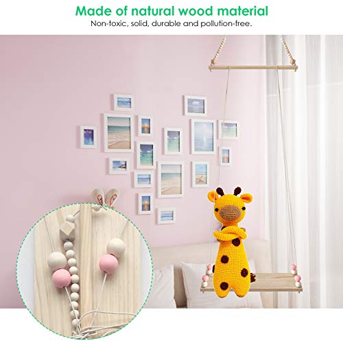 HelloCreate Wall Hanging Shelf, Wall Hanging Floating Shelf with Rope Wooden Storage Shelf Swing Shelf Home Kids Room Decor | The Storepaperoomates Retail Market - Fast Affordable Shopping