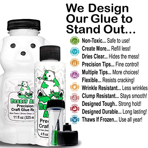 Bearly Art Precision Craft Glue -The Bundle – 4fl oz and 11fl oz Refill Bear – Tip Kit Included – Wrinkle Resistant – Flexible and Crack Resistant – Strong Hold Adhesive – Made in USA | The Storepaperoomates Retail Market - Fast Affordable Shopping