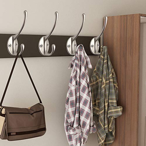 10 Pack Heavy Duty Dual Coat Hooks Wall Mounted with 40 Screws Retro Double Hooks Utility Silvery Hooks for Coat, Scarf, Bag, Towel, Key, Cap, Cup, Hat (Silvery) | The Storepaperoomates Retail Market - Fast Affordable Shopping