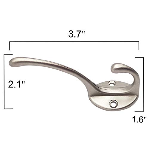 10 Pack Heavy Duty Dual Coat Hooks Wall Mounted with 40 Screws Retro Double Hooks Utility Silvery Hooks for Coat, Scarf, Bag, Towel, Key, Cap, Cup, Hat (Silvery) | The Storepaperoomates Retail Market - Fast Affordable Shopping