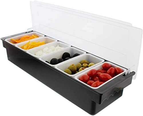 Simpli-Magic 79241 Ice Cooled Condiment Dispenser Serving Container Chilled Garnish Tray Bar Caddy for Home Work or Restaurant, Large 6 Compartment, Black | The Storepaperoomates Retail Market - Fast Affordable Shopping