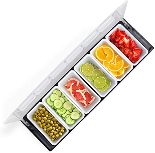 Simpli-Magic 79241 Ice Cooled Condiment Dispenser Serving Container Chilled Garnish Tray Bar Caddy for Home Work or Restaurant, Large 6 Compartment, Black | The Storepaperoomates Retail Market - Fast Affordable Shopping