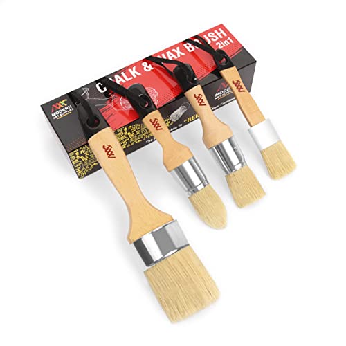 Chalk Wax Paint Brush 4PCs Set Including 3 Small Paint Brushes for Furniture Painting and 1 Large Chalk Brush, Bristle Paint Brushes Set Compatible with Annie Sloan Chalk Paint, Fusion Mineral Paint | The Storepaperoomates Retail Market - Fast Affordable Shopping