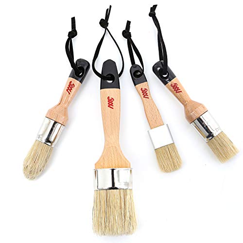 Chalk Wax Paint Brush 4PCs Set Including 3 Small Paint Brushes for Furniture Painting and 1 Large Chalk Brush, Bristle Paint Brushes Set Compatible with Annie Sloan Chalk Paint, Fusion Mineral Paint | The Storepaperoomates Retail Market - Fast Affordable Shopping