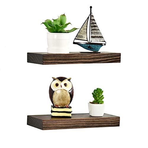 WELLAND Bradley 5″ Deep Narrow Floating Shelves Set of 2 Handmade Wood Wall Shelves Rustic Shelves Wall-Mounted (Brown, 12 inch) | The Storepaperoomates Retail Market - Fast Affordable Shopping