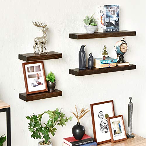 WELLAND Bradley 5″ Deep Narrow Floating Shelves Set of 2 Handmade Wood Wall Shelves Rustic Shelves Wall-Mounted (Brown, 12 inch) | The Storepaperoomates Retail Market - Fast Affordable Shopping