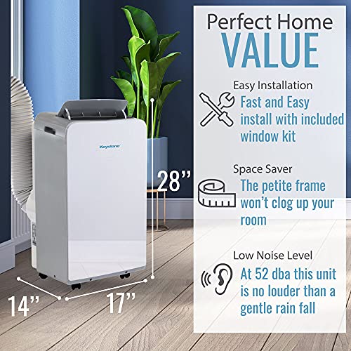Keystone 10,000 BTU Portable Air Conditioner | Follow Me Remote Control | Programmable Timer | LED Display | Sleep Mode | Dehumidifier | Wheels | AC for Rooms up to 300 Sq. Ft | KSTAP10MAC | The Storepaperoomates Retail Market - Fast Affordable Shopping