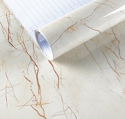 REDODECO Granite Look Crack Marble Effect Adhesive Paper Gloss Vinyl Wrap Film for Table Countertop Peel Stick 15.8inch x 79inch | The Storepaperoomates Retail Market - Fast Affordable Shopping