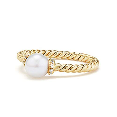 888 Easy Shop Gorgeous Wedding Ring for Women 18k Yellow Gold White Pearl (7) | The Storepaperoomates Retail Market - Fast Affordable Shopping