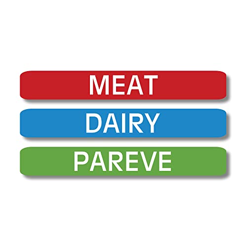 Lovable Labels Kosher Labels, 120 Pre-Printed Meat, Dairy and Pareve Kosher Stickers, Microwave, Freezer and Dishwasher Safe, Color Coded Kitchen Stickers for Kosher Kitchen. (Blue/Red/Green) | The Storepaperoomates Retail Market - Fast Affordable Shopping
