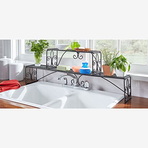 BrylaneHome Scroll 2-Tier Over Sink Shelf Kitchen Organizer, Black | The Storepaperoomates Retail Market - Fast Affordable Shopping