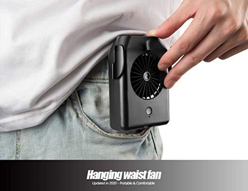 Viniper Waist Clip Fan, Portable Necklace Fan : 5-22 hours Work, 3 Speeds, Rechargeable Battery Operated & Personal Waist Fan Suit for Sport, Work Outdoor (Black) | The Storepaperoomates Retail Market - Fast Affordable Shopping