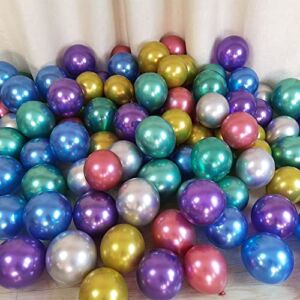Metallic Assorted Balloons for Party 100 pcs 5 inch Thick Latex Chrome balloons for Birthday Wedding Engagement Anniversary Christmas Festival Picnic or any Friends & Family Party Decorations