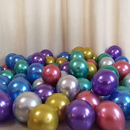 Metallic Assorted Balloons for Party 100 pcs 5 inch Thick Latex Chrome balloons for Birthday Wedding Engagement Anniversary Christmas Festival Picnic or any Friends & Family Party Decorations | The Storepaperoomates Retail Market - Fast Affordable Shopping
