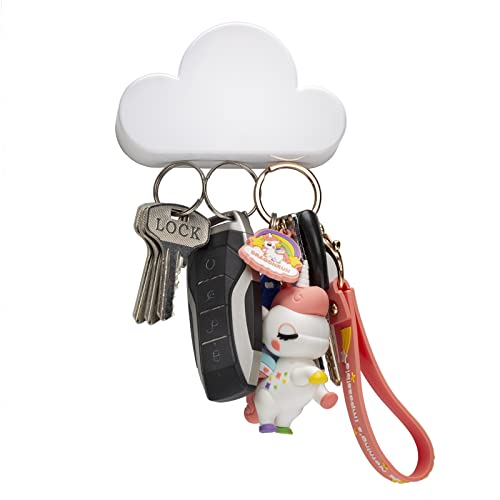 TWONE White Cloud Magnetic Key Holder for Wall – Novelty Adhesive Cute Key Hanger Organizer, Easy to Mount – Powerful Magnets Keep Keychains and Loose Keys Securely in Place | The Storepaperoomates Retail Market - Fast Affordable Shopping