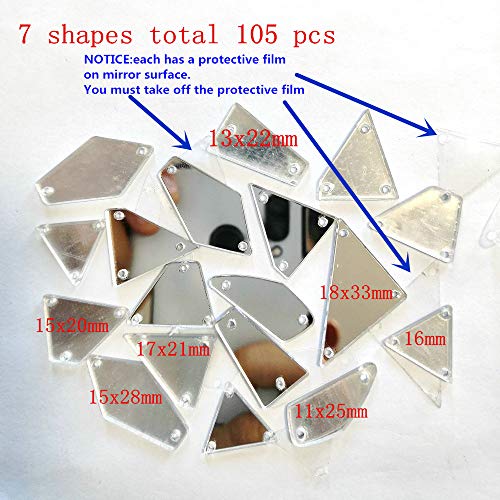 105pcs Mix Mirror Silver Loose Beads DIY Sew on Clothes Clothing Crystals Decorative Costumes Rhinestones Stone Strass Mirror Sewing for DIY Dance Party Evening Wine Ball Dresses Bags Shoes | The Storepaperoomates Retail Market - Fast Affordable Shopping
