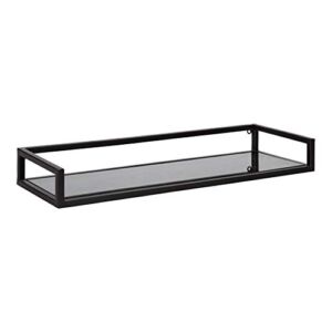 Kate and Laurel Blex Modern Wall Shelf, 24 x 8 x 3, Black, Chic Floating Shelf for Wall Display and Storage