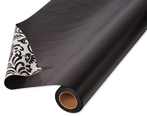 American Greetings Reversible Wrapping Paper for Birthdays, Graduation, Father’s Day and All Occasions, Black and Damask (1 Jumbo Roll, 175 sq. ft.) | The Storepaperoomates Retail Market - Fast Affordable Shopping