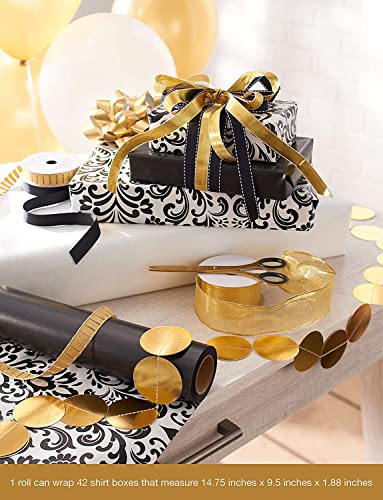 American Greetings Reversible Wrapping Paper for Birthdays, Graduation, Father’s Day and All Occasions, Black and Damask (1 Jumbo Roll, 175 sq. ft.) | The Storepaperoomates Retail Market - Fast Affordable Shopping