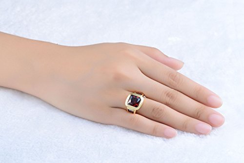 Phetmanee Shop Trendy Size 8,9,10,11,12 Solitaire Red Garnet 14K Gold Filled Wedding Man’s Ring (8) | The Storepaperoomates Retail Market - Fast Affordable Shopping
