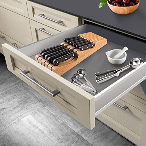 In-Drawer Knife Block Organizer – Bamboo Wood Drawer Knife Organizer – Holds 5 Long + 6 Short Knives (Not Included) – Store Knives with Blades Pointing Down | The Storepaperoomates Retail Market - Fast Affordable Shopping