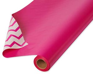 American Greetings Reversible Wrapping Paper, Pink and Chevron (1 Jumbo Roll, 175 sq. ft.)