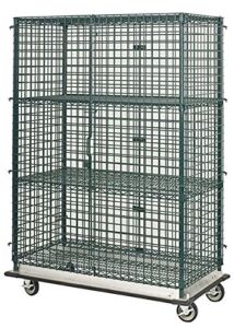 Omega 24″ Deep x 60″ Wide x 69″ High Mobile Freezer Dolly Base Security Cage with 4 Interior Shelves