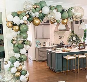 Oopat DIY Sage Green and White balloon Garland Arch Kit for Baby Shower Bridal Shower Wedding Birthday Hen Party Christmas Decoration (Sage Green)