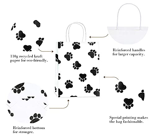 BagDream Gift Bags 25Pcs 8×4.25×10.5 Inches Shopping Bags, Paper Bags, Kraft Bags, Retail Bags, Holiday Party Bags, Paw Prints Paper Bags with Handles, Dog’s Paw Print White Bags | The Storepaperoomates Retail Market - Fast Affordable Shopping