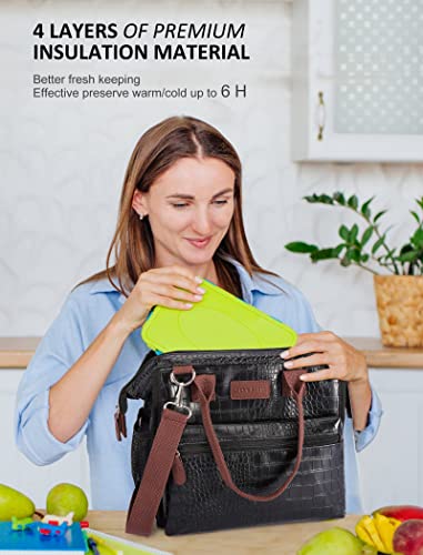 Joyhill Insulated Lunch Bag Women, Cute Adult Lunch Bag, Water Resistant Leakproof Lunch Bag,Lunch Tote Bag for Women,Lunch Bag Women with Adjustable Shoulder Strap,for Work,School,Outdoor,Black | The Storepaperoomates Retail Market - Fast Affordable Shopping