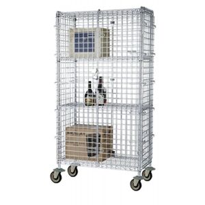 Omega 24″ Deep x 48″ Wide x 69″ High Mobile Chrome Security Cage with 4 Interior Shelves