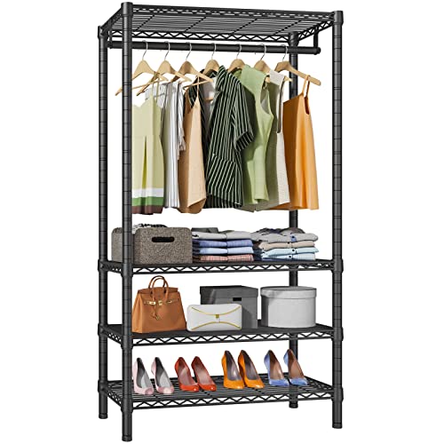 VIPEK V1S Wire Garment Rack 4 Tiers Heavy Duty Clothes Rack for Hanging Clothes Large Clothing Rack Freestanding Closet with Hanging Rod, 35.43” L X 17.72” W X 70.87” H, Max Load 500LBS, Black | The Storepaperoomates Retail Market - Fast Affordable Shopping