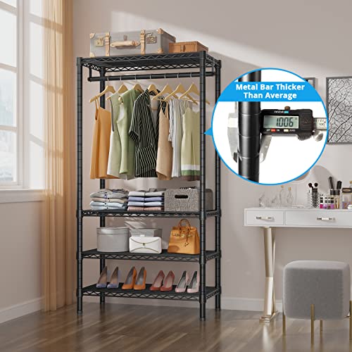 VIPEK V1S Wire Garment Rack 4 Tiers Heavy Duty Clothes Rack for Hanging Clothes Large Clothing Rack Freestanding Closet with Hanging Rod, 35.43” L X 17.72” W X 70.87” H, Max Load 500LBS, Black | The Storepaperoomates Retail Market - Fast Affordable Shopping