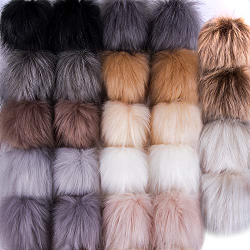 SIQUK 24 Pieces Faux Fur Pom Pom Balls DIY Faux Fox Fur Fluffy Pom Poms with Elastic Loop for Hats Keychains Scarves Gloves Bags Accessories (12 Colors, 2 Pcs for Each Color) | The Storepaperoomates Retail Market - Fast Affordable Shopping