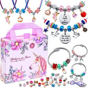 Charm Bracelet Making Kit, Jewelry Making Supplies Mermaid Unicorn Gifts for Teen Girls Crafts for Girls Ages 8-12