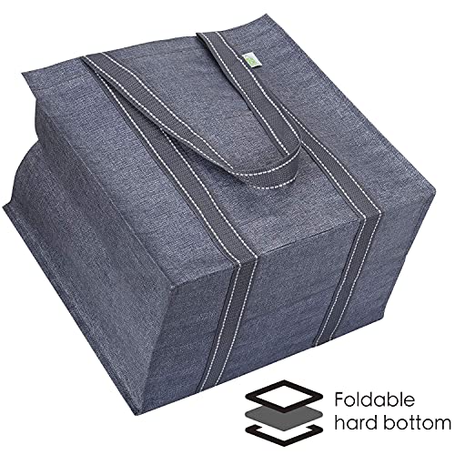 VENO 4 Pack Reusable Grocery Shopping Bag w/ Hard bottom, Foldable, Multipurpose Heavy Duty Tote, Daily Utility bag, Stands Upright, Sustainable (Set of 4, Gray) | The Storepaperoomates Retail Market - Fast Affordable Shopping