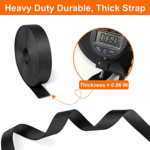 Buckles Strap 1 Inch: Nylon Webbing Straps 6 Yards, Quick Side Release Plastic Buckle Dual Adjustable 6 Pack, Tri-Glide Slide Clip 12 PCS, Metal D Rings 6 PCS, Heavy Duty, Black | The Storepaperoomates Retail Market - Fast Affordable Shopping