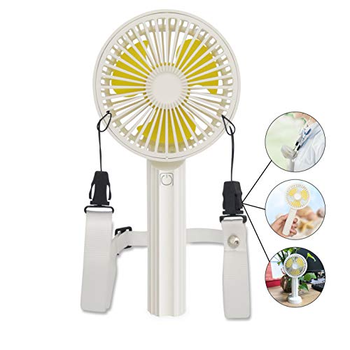 Aliaoforz Mini handheld Fan, can be used as a neck fan, desk fan, Lanyard USB Recharging, with adjustable upward wind direction 3 Speed adjustable Removable Base and washable cover (White – 1PCS) | The Storepaperoomates Retail Market - Fast Affordable Shopping