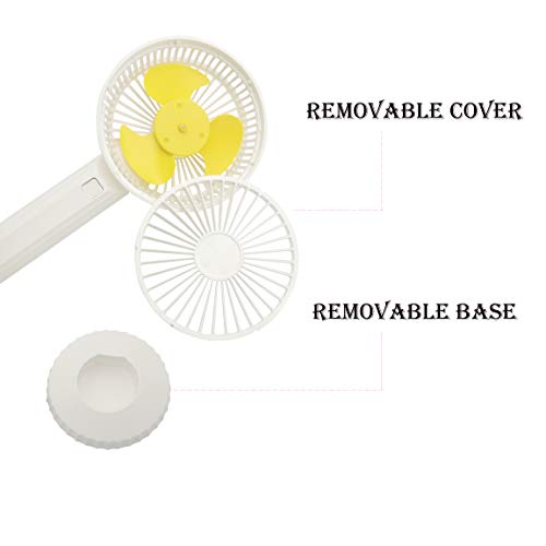 Aliaoforz Mini handheld Fan, can be used as a neck fan, desk fan, Lanyard USB Recharging, with adjustable upward wind direction 3 Speed adjustable Removable Base and washable cover (White – 1PCS) | The Storepaperoomates Retail Market - Fast Affordable Shopping