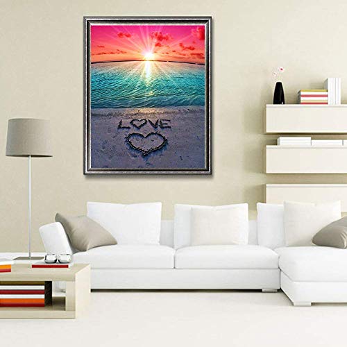 DIY 5D Diamond Painting Beach by Number Kits, Sunset Love Diamond Art Kit Paint for Adults Full Drill Crystal Rhinestone Picture Arts Craft for Home Wall Decor Gift | The Storepaperoomates Retail Market - Fast Affordable Shopping