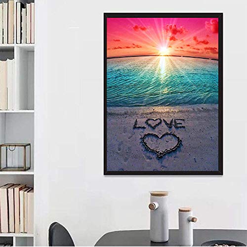 DIY 5D Diamond Painting Beach by Number Kits, Sunset Love Diamond Art Kit Paint for Adults Full Drill Crystal Rhinestone Picture Arts Craft for Home Wall Decor Gift | The Storepaperoomates Retail Market - Fast Affordable Shopping