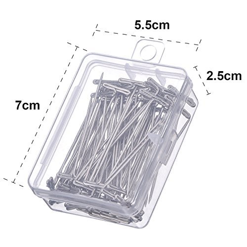 Mudder 100 Pack Wig T-Pins 2 Inch with Plastic Box, Silver | The Storepaperoomates Retail Market - Fast Affordable Shopping