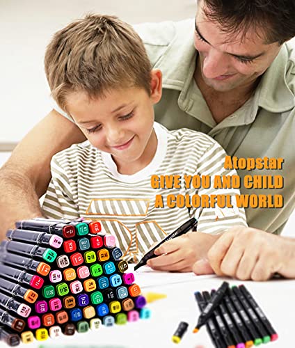 ATOPSTAR 80 Colors Alcohol Markers Artist Drawing Art Markers for Kids Dual Tip Markers for Adult Coloring Painting Supplies Perfect for Kids Boys Girls Students Adult(80 Black Shell) | The Storepaperoomates Retail Market - Fast Affordable Shopping