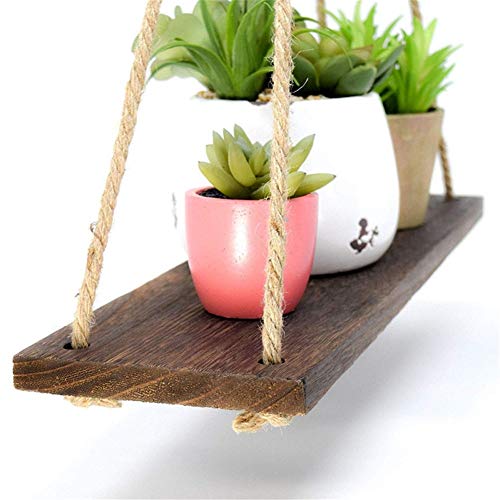 Jlong Nordic Wooden Style Hanging Rope Swing Shelves Household Retro Hanging Shelf Decoration | The Storepaperoomates Retail Market - Fast Affordable Shopping