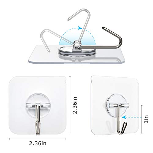 Znben Adhesive Hooks, Reusable Utility Hooks Heavy Duty 13LB Wall Hooks Transparent Seamless Hooks Waterproof and Oil Proof for Kitchen Bathroom Ceiling Office Window 10 Pack | The Storepaperoomates Retail Market - Fast Affordable Shopping