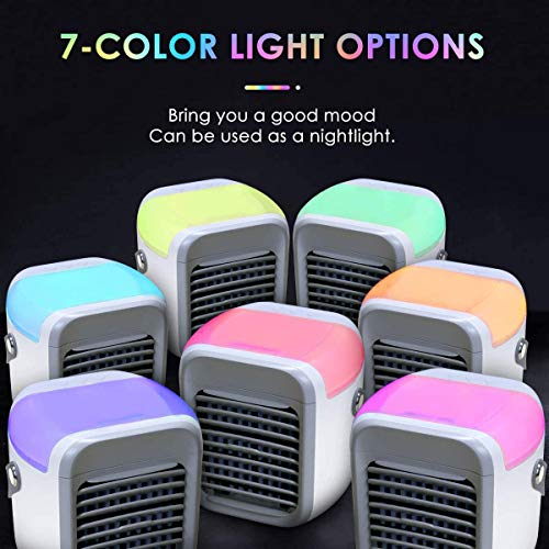 Portable Air Conditioner Fan, Rechargeable Evaporative Air Conditioner Fan with 3 Speeds 7 Colors, Cordless Personal Air Cooler with Handle for Home, Office and Room | The Storepaperoomates Retail Market - Fast Affordable Shopping