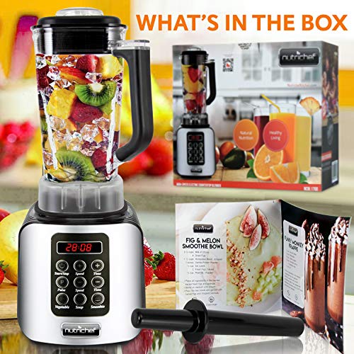 Digital Electric Kitchen Countertop Blender – Professional 1.7 Liter Capacity Home Food Processor Compact Blender for Shakes and Smoothies w/ Pulse Blend, Timer, Adjustable Speed – NutriChef NCBL1700 | The Storepaperoomates Retail Market - Fast Affordable Shopping