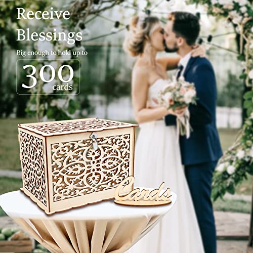 OurWarm DIY Wedding Card Box with Lock Rustic Wood Card Box Gift Card Holder Card Box Perfect for Weddings, Baby Showers, Birthdays, Graduations Hold up 225 Cards | The Storepaperoomates Retail Market - Fast Affordable Shopping